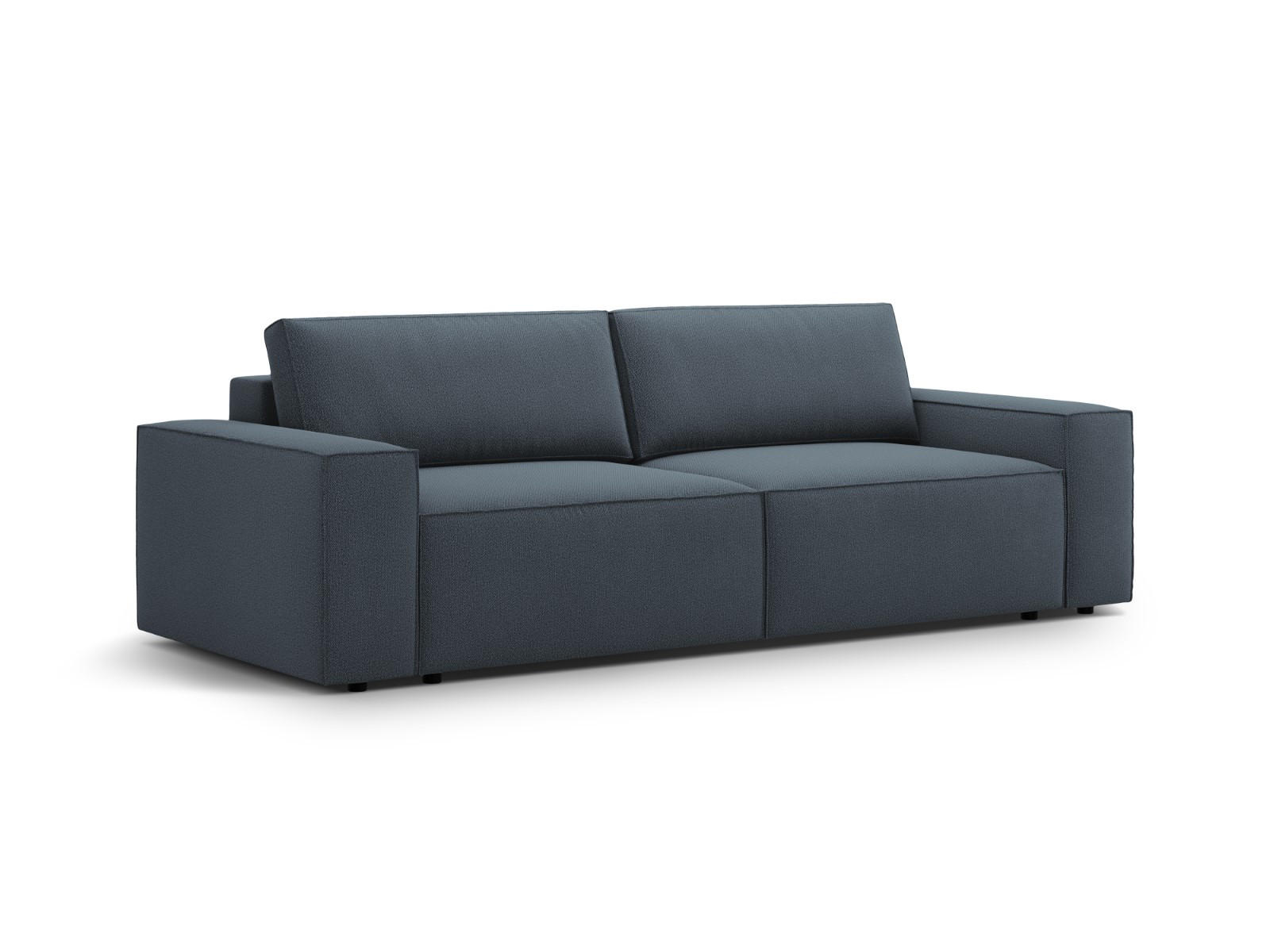 SOFA ausklappbar mit Bettkasten Jodie aus strukturiertem Stoff blau 3 Sitzplätze - Blau, Textil (107/86/247cm) - Micadoni