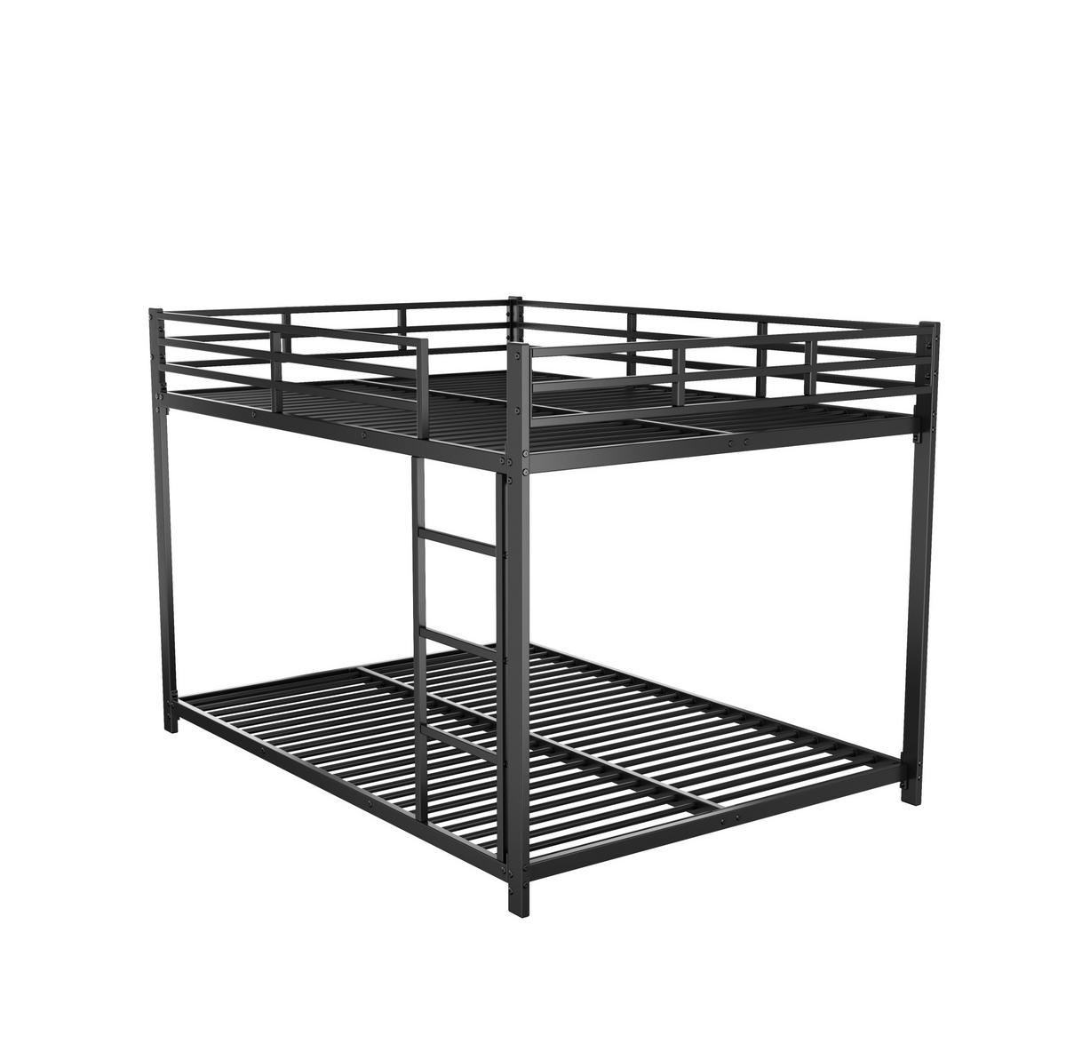 ETAGENBETT 140/200 cm aus Metall in Schwarz, platzsparend und mit Sicherheitsleisten - Schwarz, Metall (140/200cm) - OKMYHOME