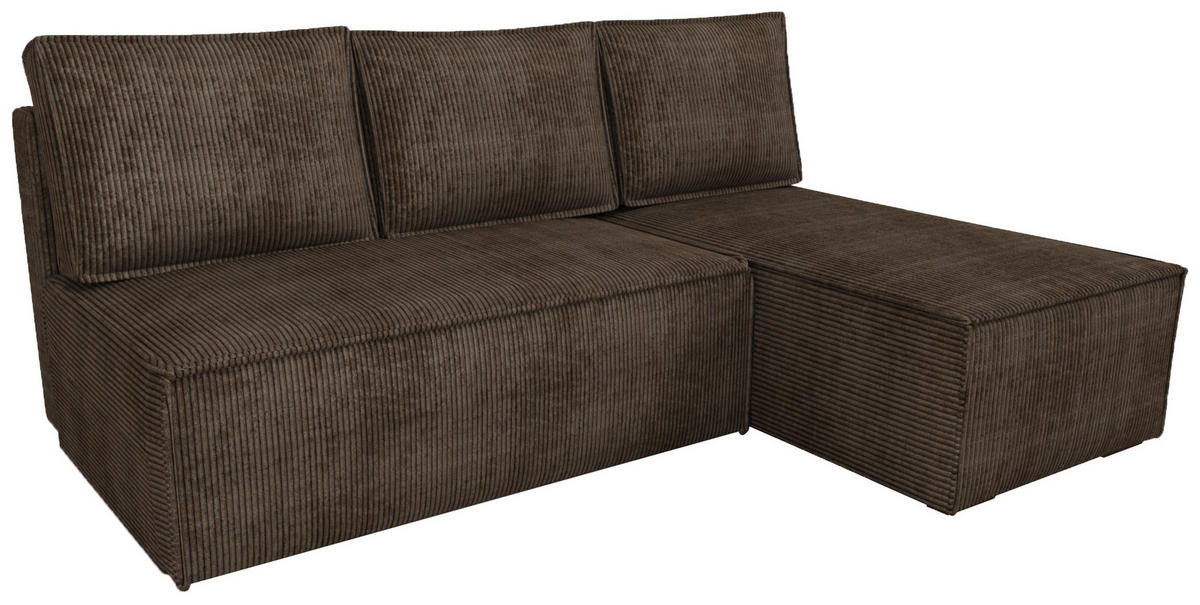 ECKSOFA Hector mit Schlaffunktion Braun Cord - Braun, Textil (200/141cm) - Bromarkt