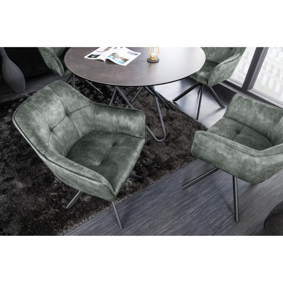 STUHL LOFT Samt Grün - Grün, Textil (60/83/61cm) - riess-ambiente