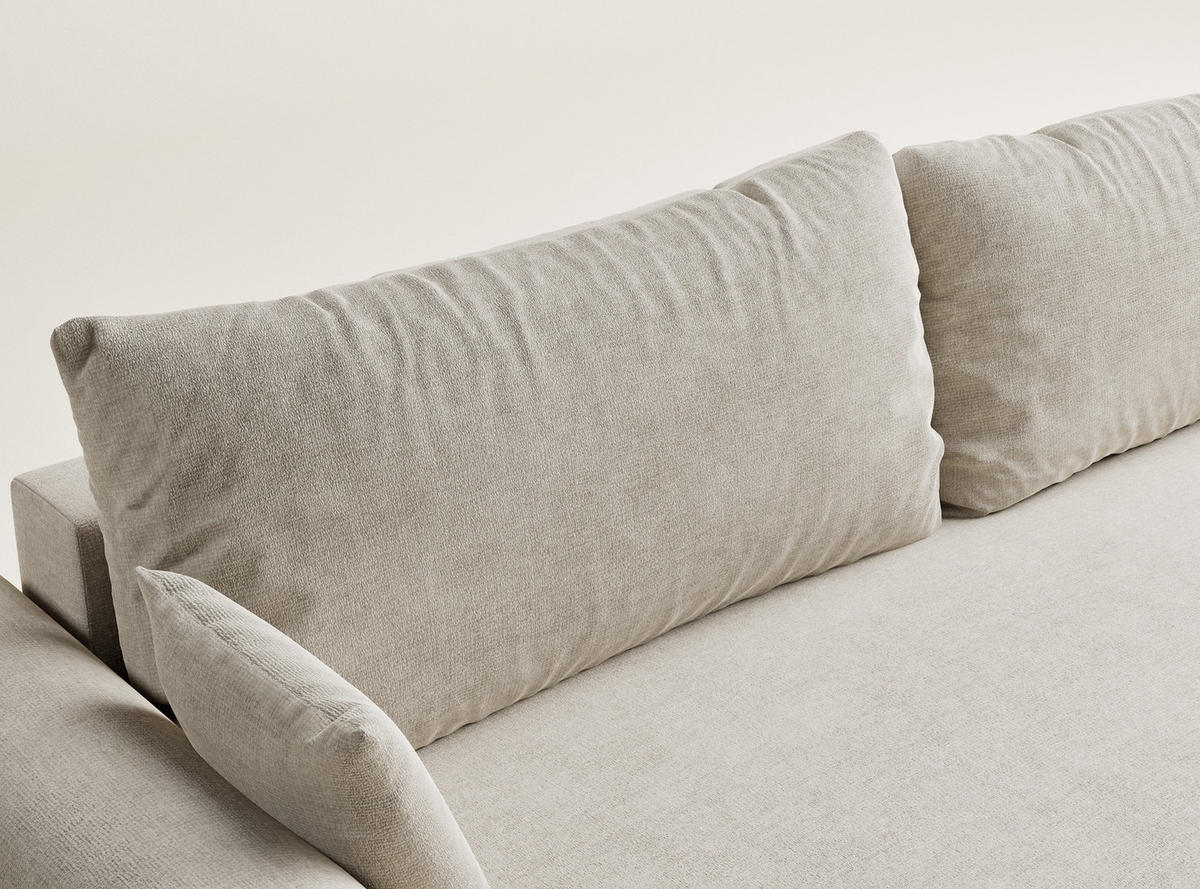 SOFA MIT SCHLAFFUNKTION Toluca Beige Chenille-Stoff - Beige/Schwarz, Holz/Holzwerkstoff (247/69/90cm) - Maison de Reve