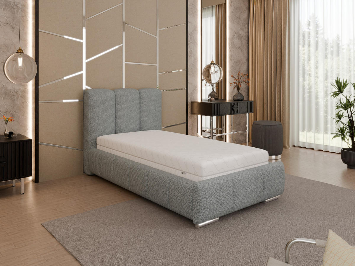 POLSTERBETT Zaira 90 x 200 cm mit Bettkasten und Lattenrost federkernmatratze 18cm - dunkelgrau - Dunkelgrau, Holz (90/200cm) - Panda Möbel