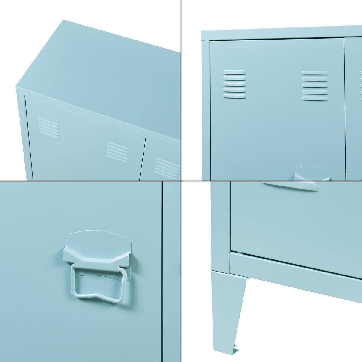METALLSCHRANK Oripää - Blau, Metall (80/90/33cm) - [en.casa]