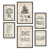 POSTER Set Mit 6 Zug Patenten Größe A3 und A4 Rahmenlos - Klar, Papier (29.7/1/42cm) - Nacnic