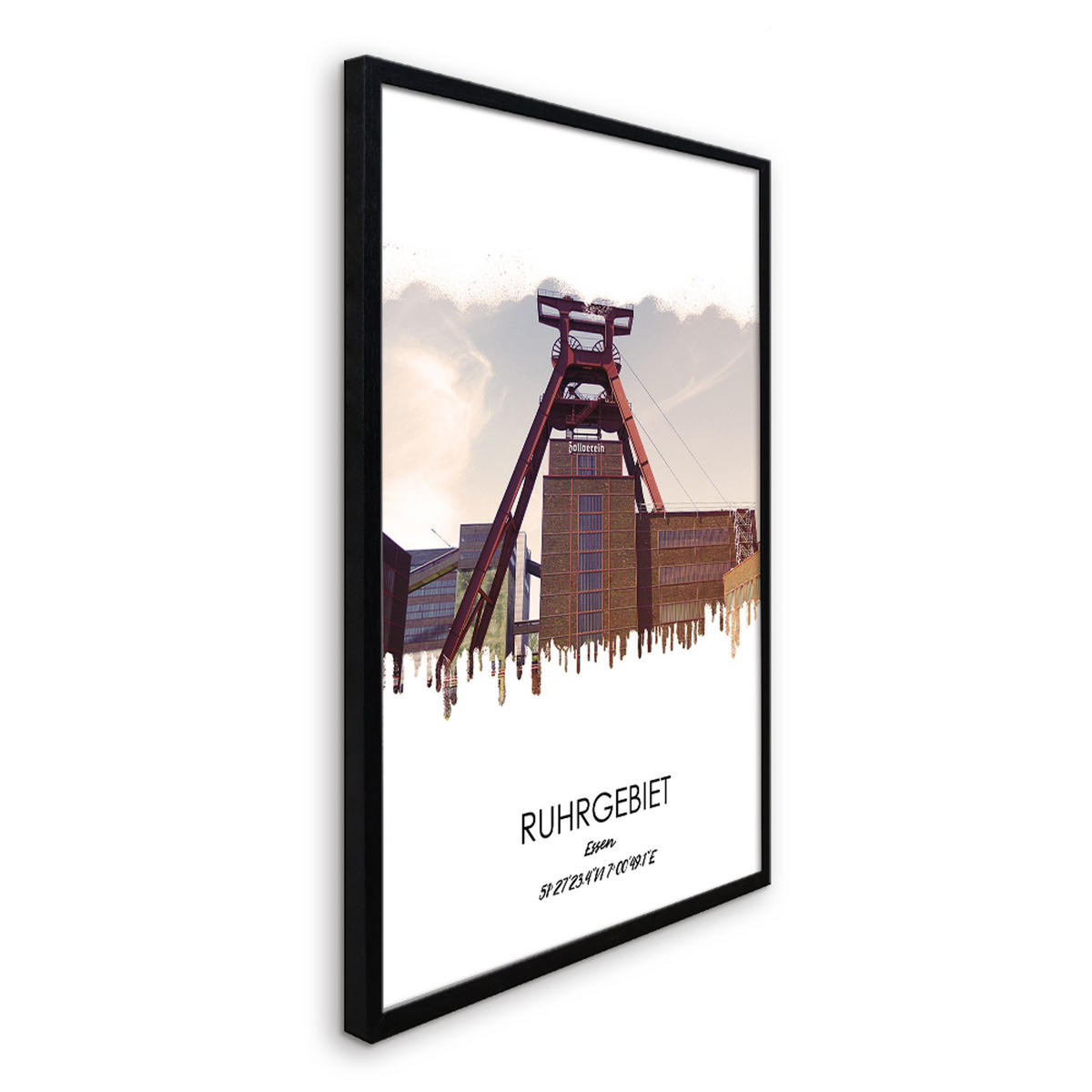 POSTER mit Rahmen 50x70 cm Ruhrgebiet Essen Zollverein - Anthrazit, Holz (51/71cm) - artissimo
