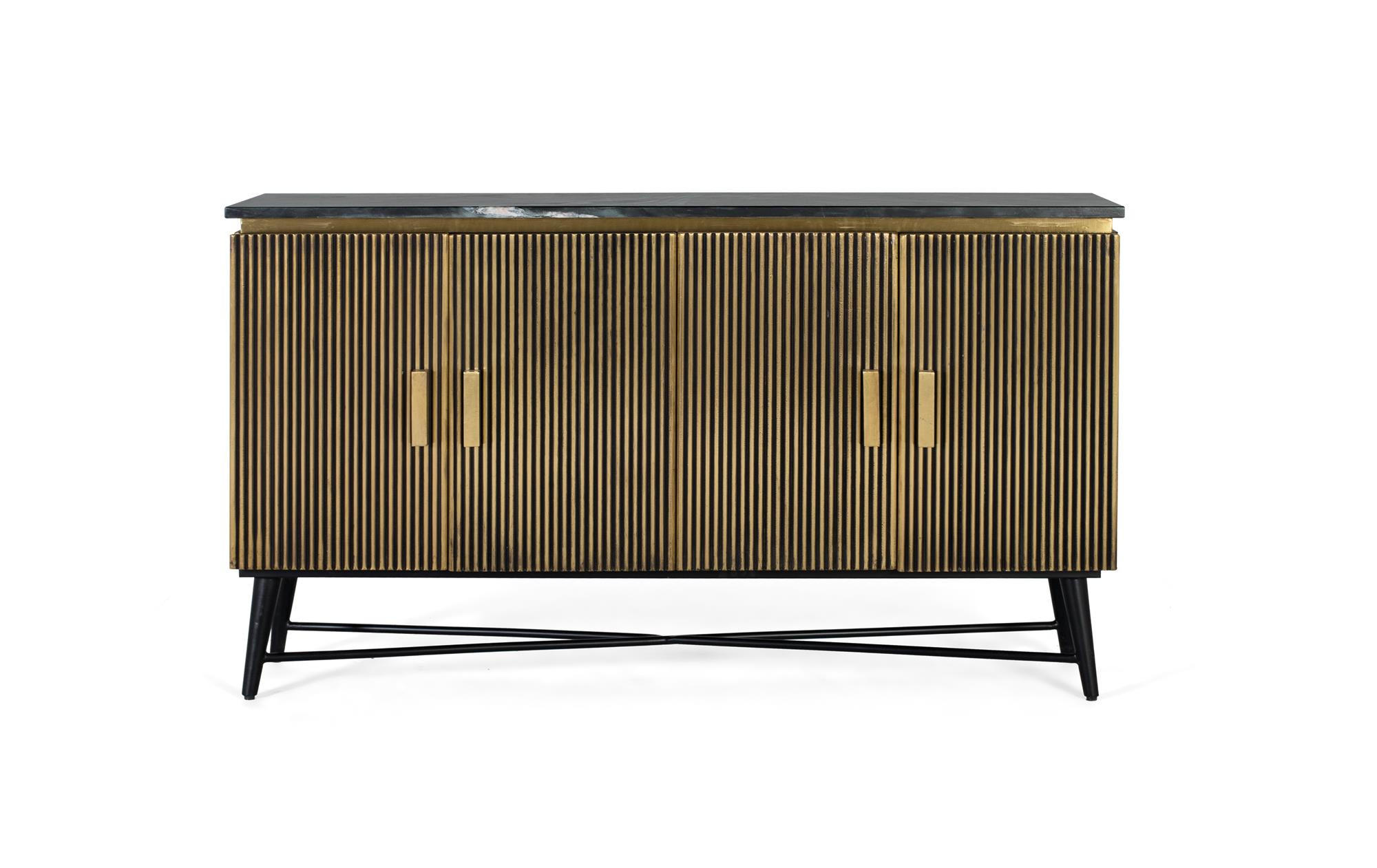 SIDEBOARD aus Mangoholz und Marmor - Bronzefarben, Holz (40/86/150cm) - Giner y Colomer