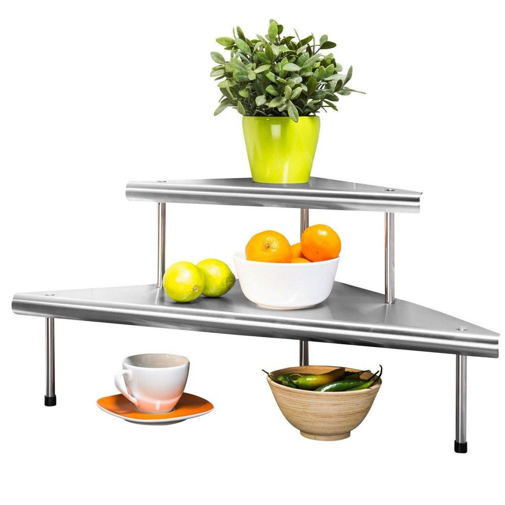 ECKREGAL 2 Ebenen Duo 48,5/48,5/31 cm - Silberfarben, Metall (48.5/31/48.5cm) - Maximex