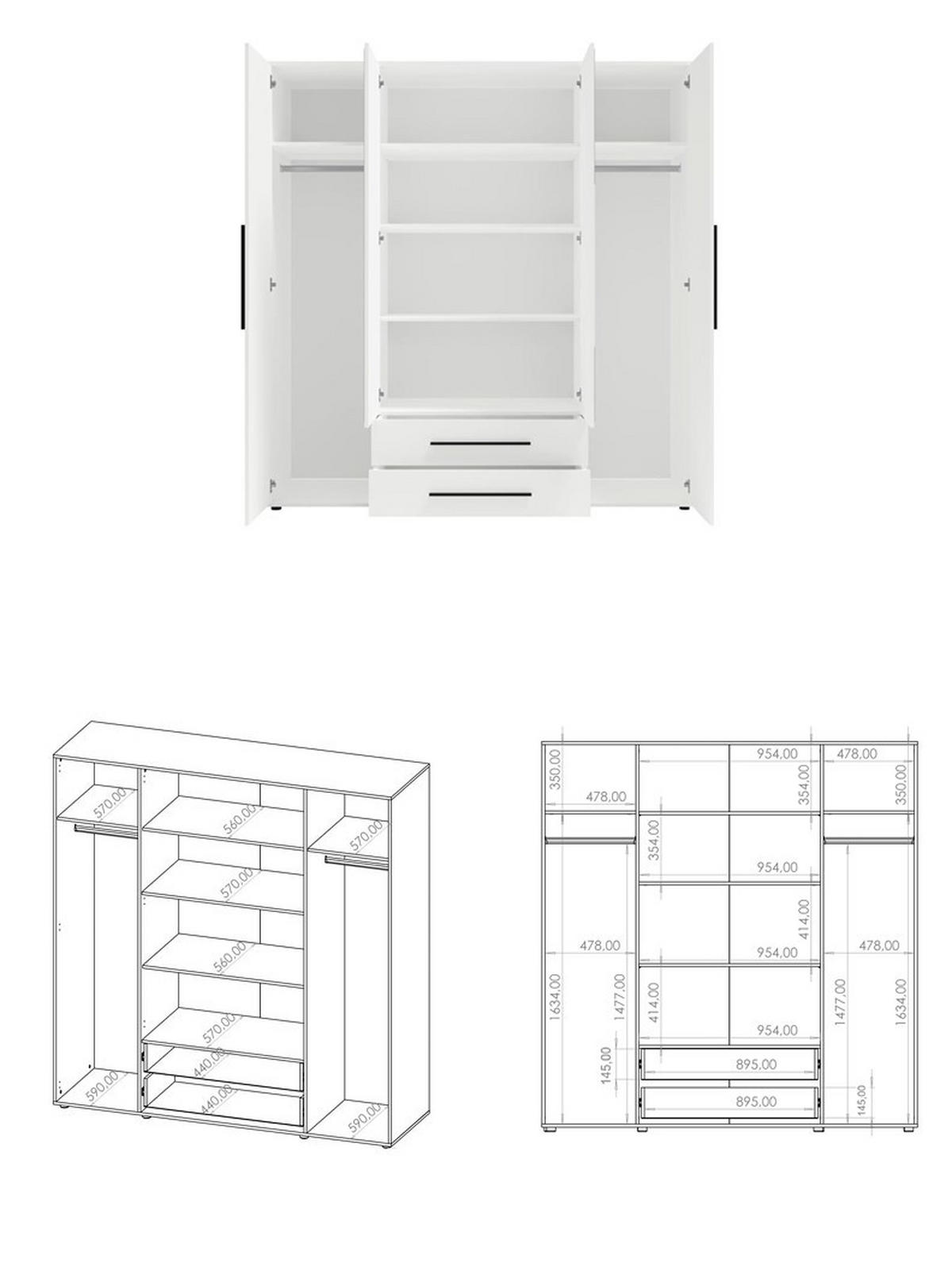 KLEIDERSCHRANK Modenain der Farbe Artisan-Eiche, mit Spiegel, mit Tür, mit Türen und Schubladen - Schwarz/Eiche Artisan, Holzwerkstoff/Kunststoff (200/206/59cm) - Ravio