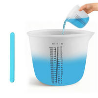 MISCHBECHER Silikon 1000 ml mit Skala und Rührstab - Weiß, Kunststoff (1L)