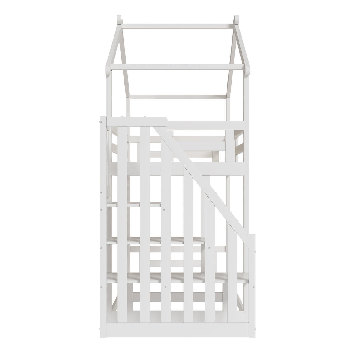 ETAGENBETT 90/200 cm weiß mit Sicherheitsleiter aus massivem Kiefernholz - Weiß, Holz (90/200cm) - OKWISH