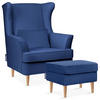 OHRENSESSEL STRALIS mit Sitzhocker, blau - Blau, Textil (82/108/80cm) - KONSIMO®