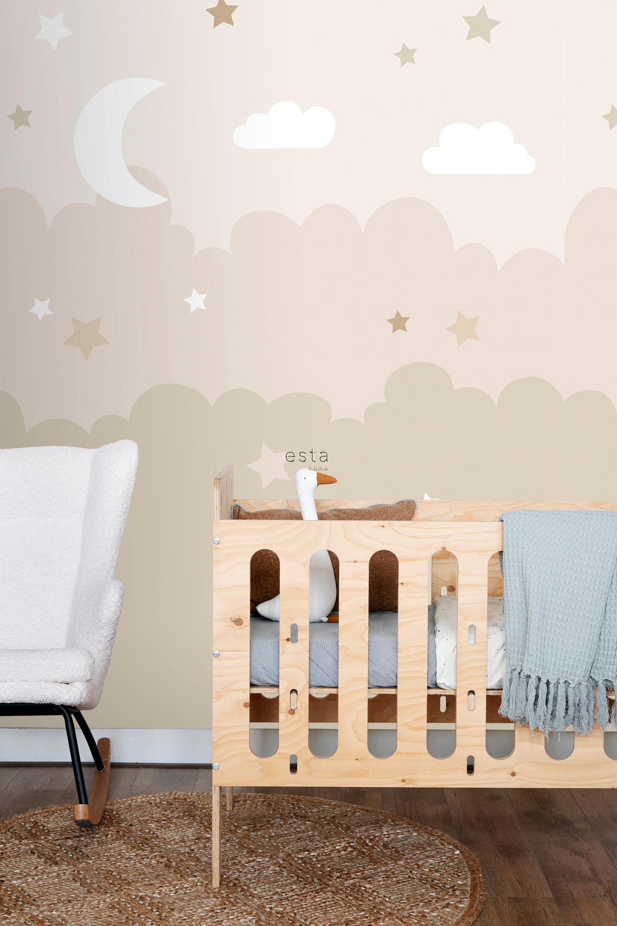 FOTOTAPETE Wolken und Sterne 200 x 279 cm - Beige, Papier (200/279cm) - ESTAhome