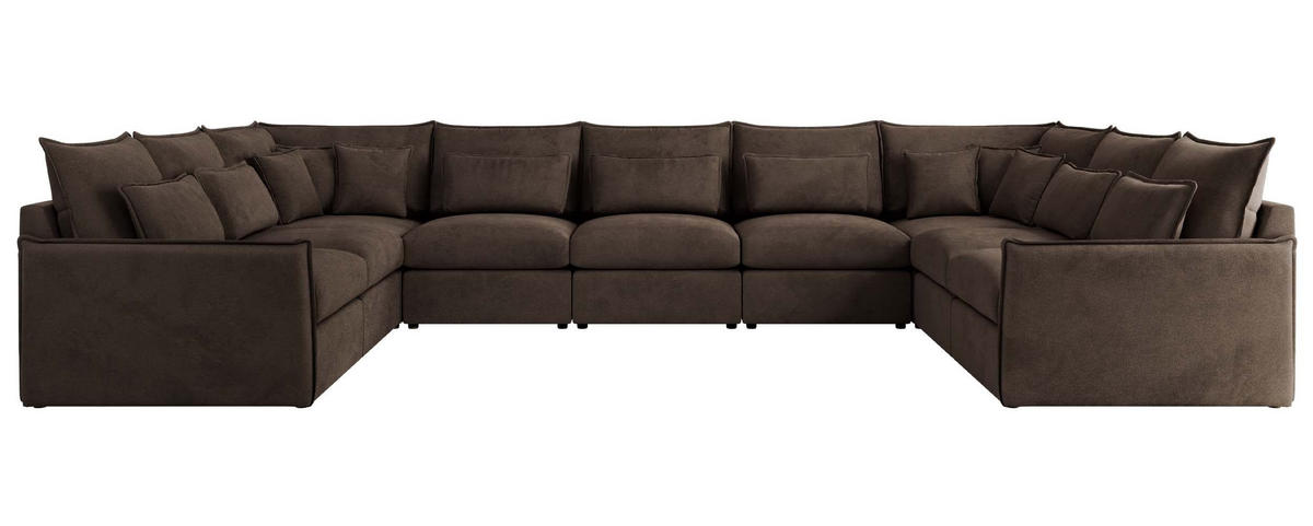 WOHNLANDSCHAFT VERSO U 9M Braun Velvet - Schwarz/Braun, Kunststoff/Textil (442/93/270cm) - MKS