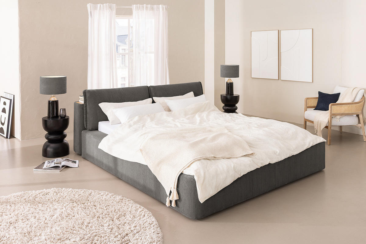 POLSTERBETT - Grau, Textil (140/200cm) - home24