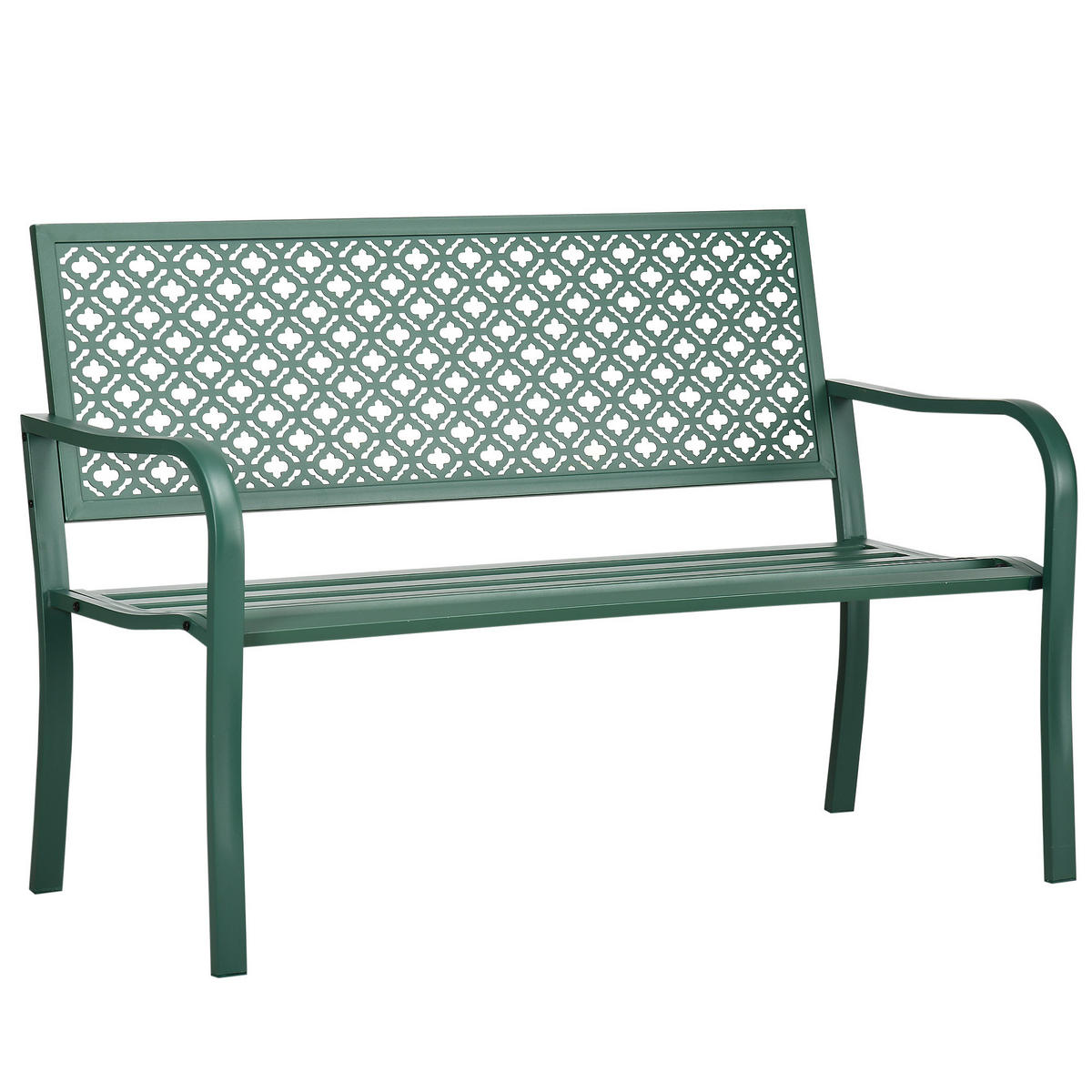 GARTENBANK DE-17770 2-Sitzer mit floralem Motiv Dunkelgrün - Dunkelgrün, Metall (127/83/63cm) - ComfortXL