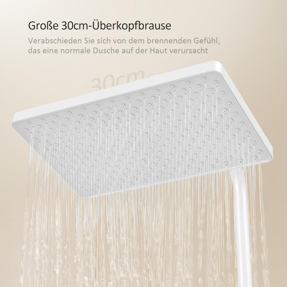 ÜBERKOPFBRAUSESET mit Dreiwege-Thermostatmischventil Regendusche Weiß - Weiß, Metall (36/106.6/48.7cm) - EMKE