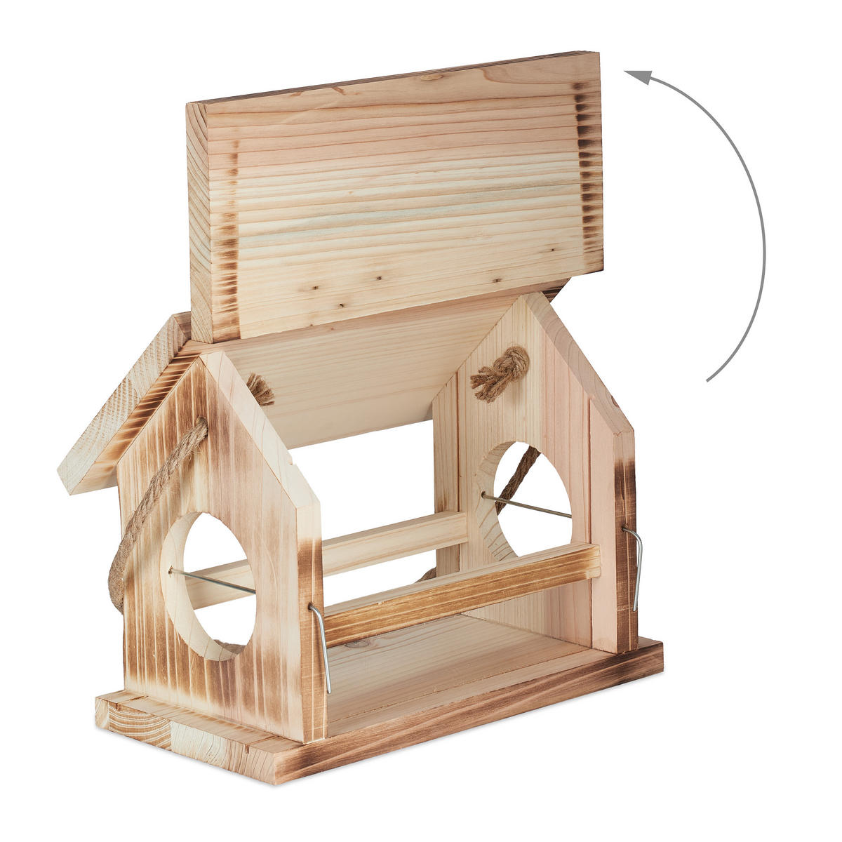 VOGELFUTTERHAUS - Hellbraun, Holz/Kunststoff (31/24/20cm) - Relaxdays