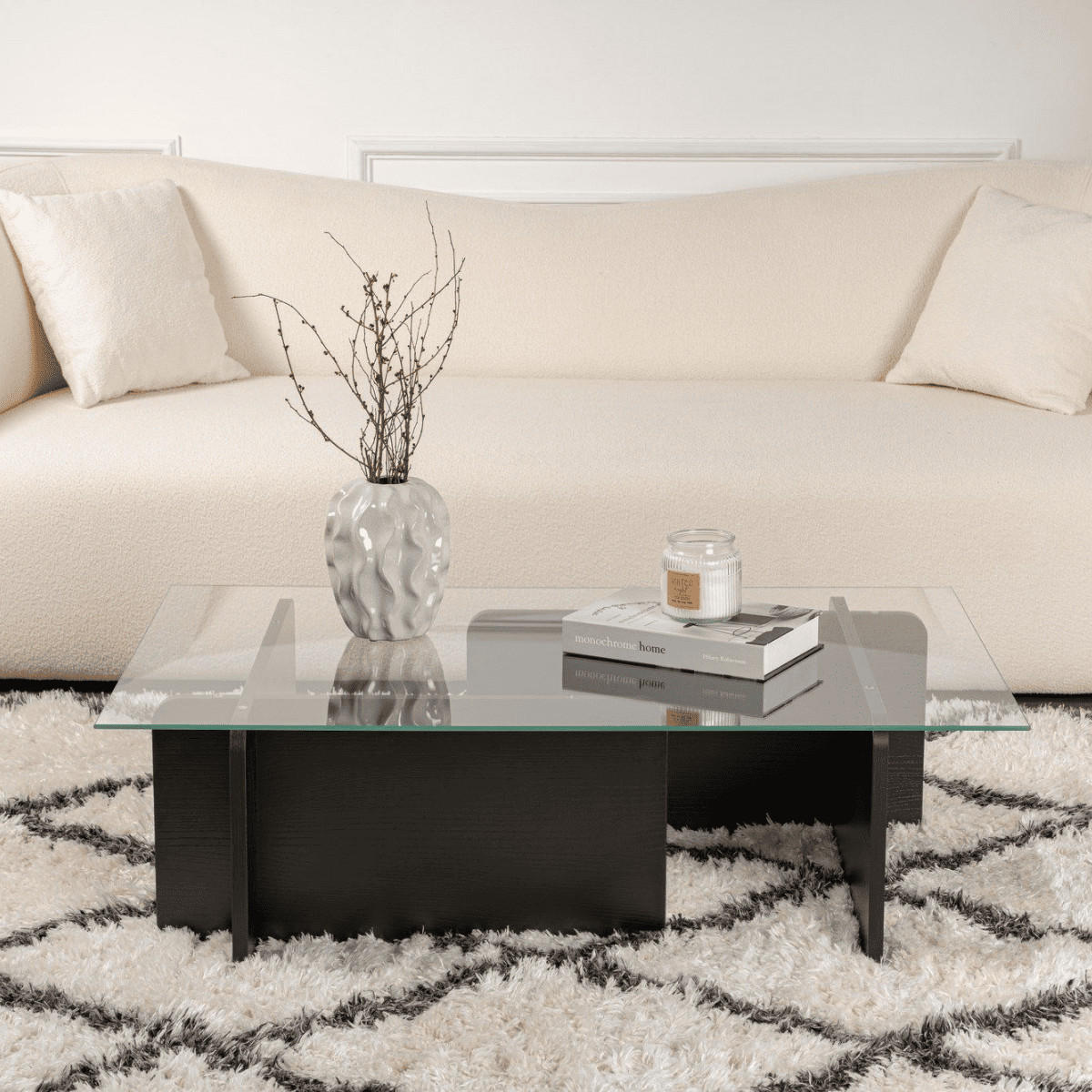 COUCHTISCH mit Tischplatte aus gehärtetem Glas 105/65/30 cm - Eichefarben, Holzwerkstoff (110/65/30cm) - Calicosy