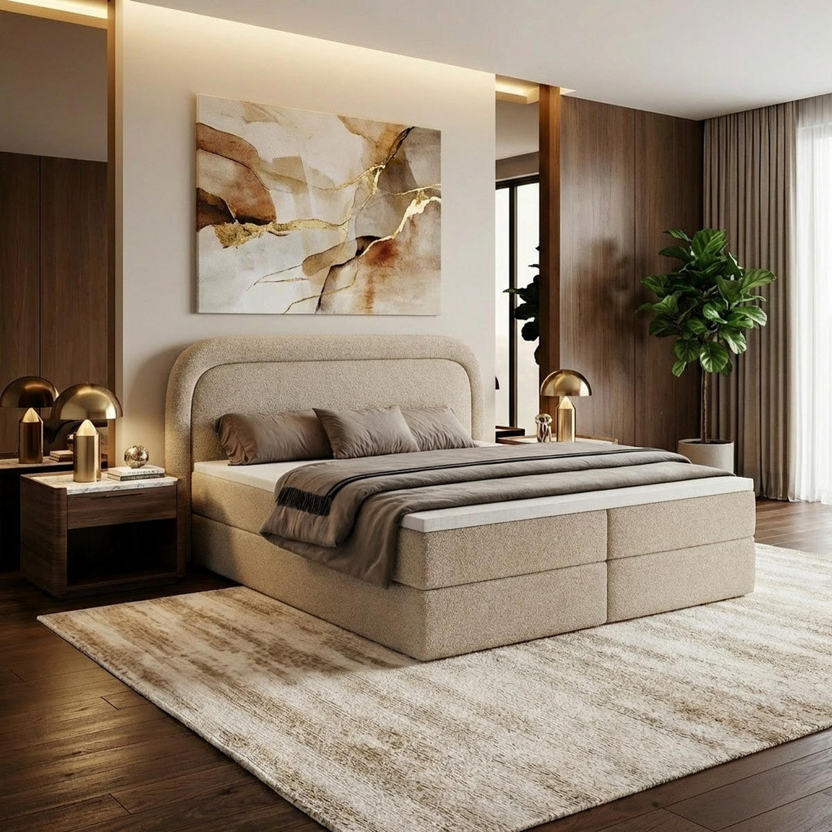 BOXBETT Bonito mit Topper Taupe 180x200 - Taupe, Textil (180/200cm) - Luxkor24