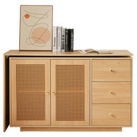 SCHREIBTISCH in Naturfarben L-förmig Eck-Computertisch mit Rattantüren Frisiertisch Büro Homeoffice B126/T40/H75cm - Naturfarben, Holzwerkstoff (40/126/75cm) - STILVORA