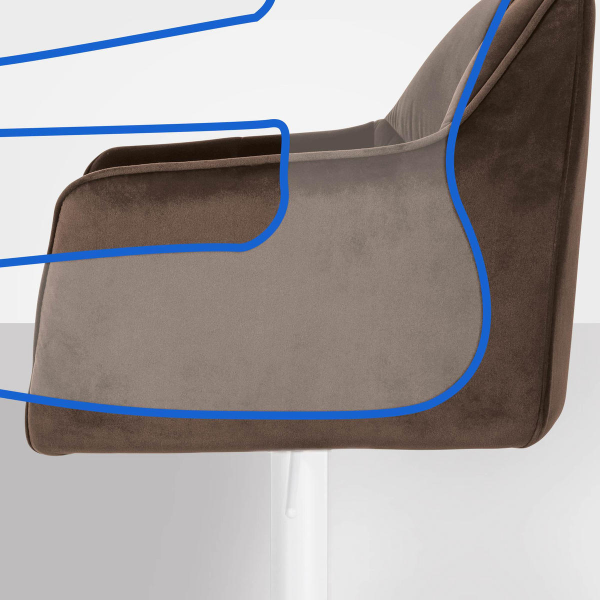 BARHOCKER 2er Set Samt Braun - Weiß/Braun, Textil/Metall (64/88/45cm) - CLP