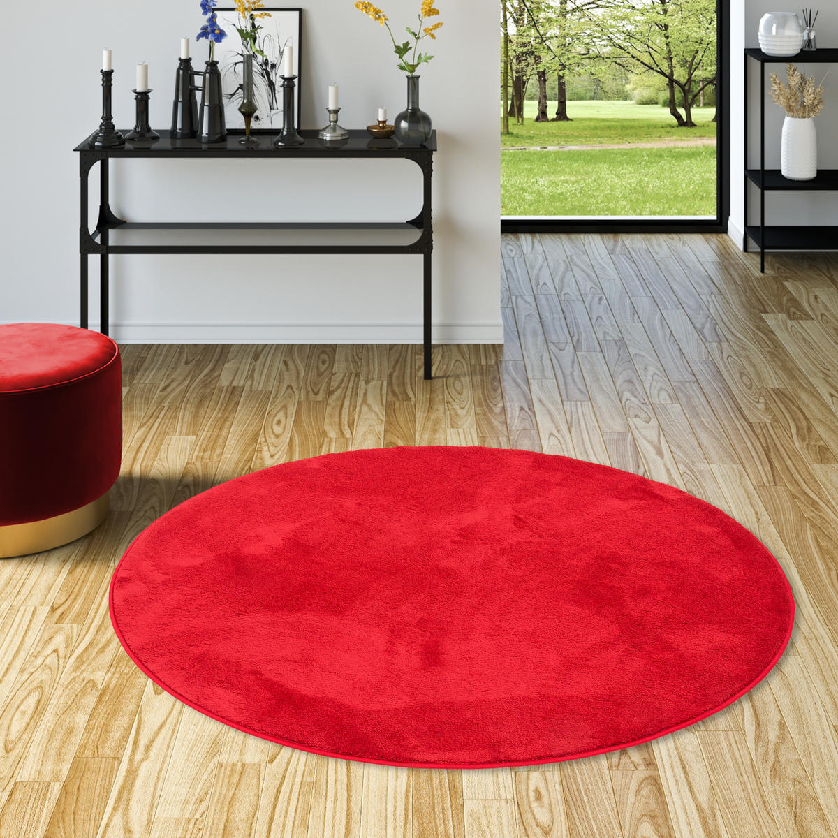 HOCHFLOR LANGFLOR TEPPICH SUPER SOFT MELIA RUND - Weinrot, Textil (120/120cm) - Pergamon