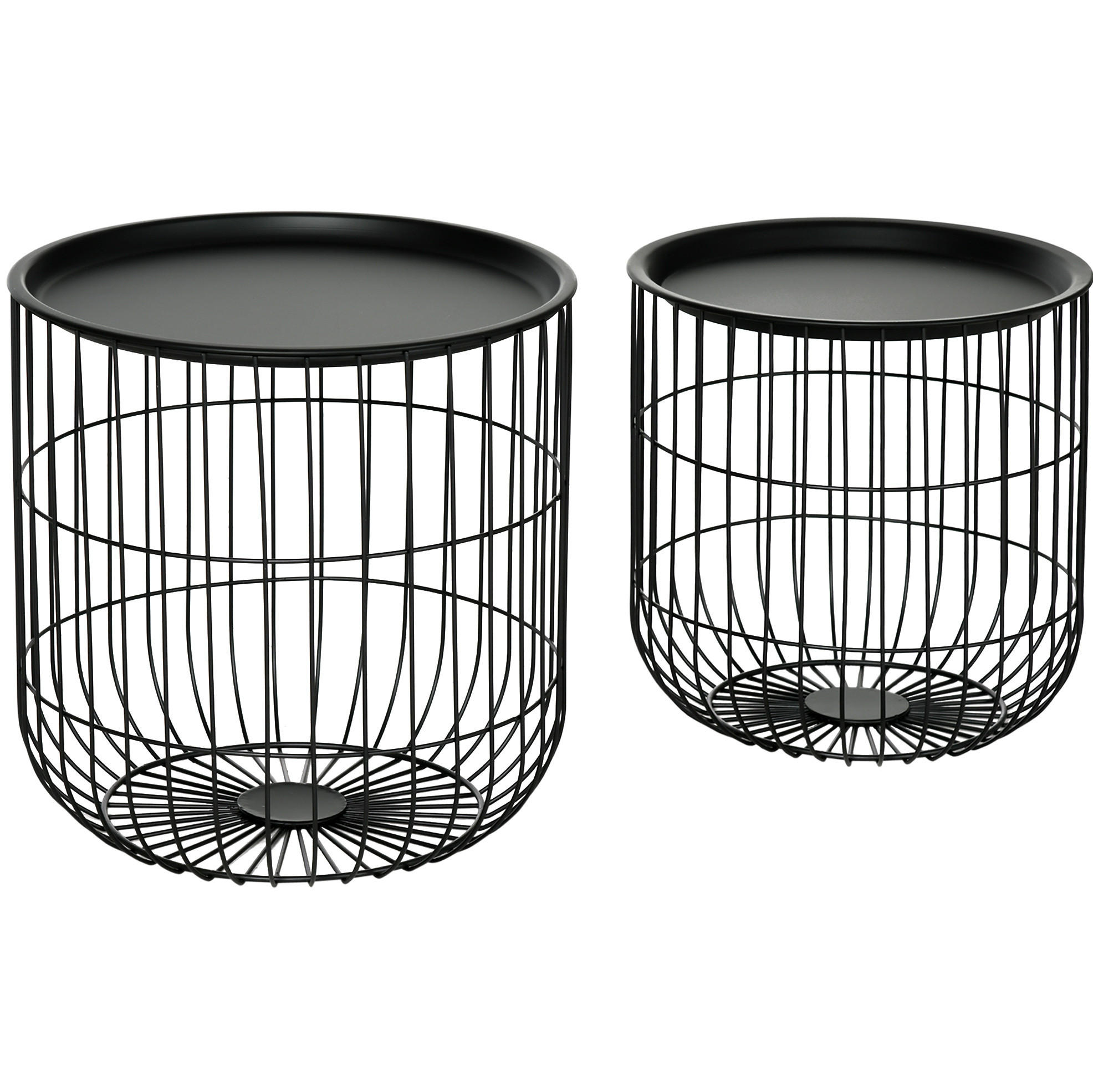 COUCHTISCH 2er-Set 40/35 x 40/35 cm aus Stahl mit Stauraum, Schwarz - Schwarz, Metall (40/40/40cm) - Flora Grace