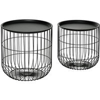 COUCHTISCH 2er-Set 40/35 x 40/35 cm aus Stahl mit Stauraum, Schwarz - Schwarz, Metall (40/40/40cm) - Flora Grace