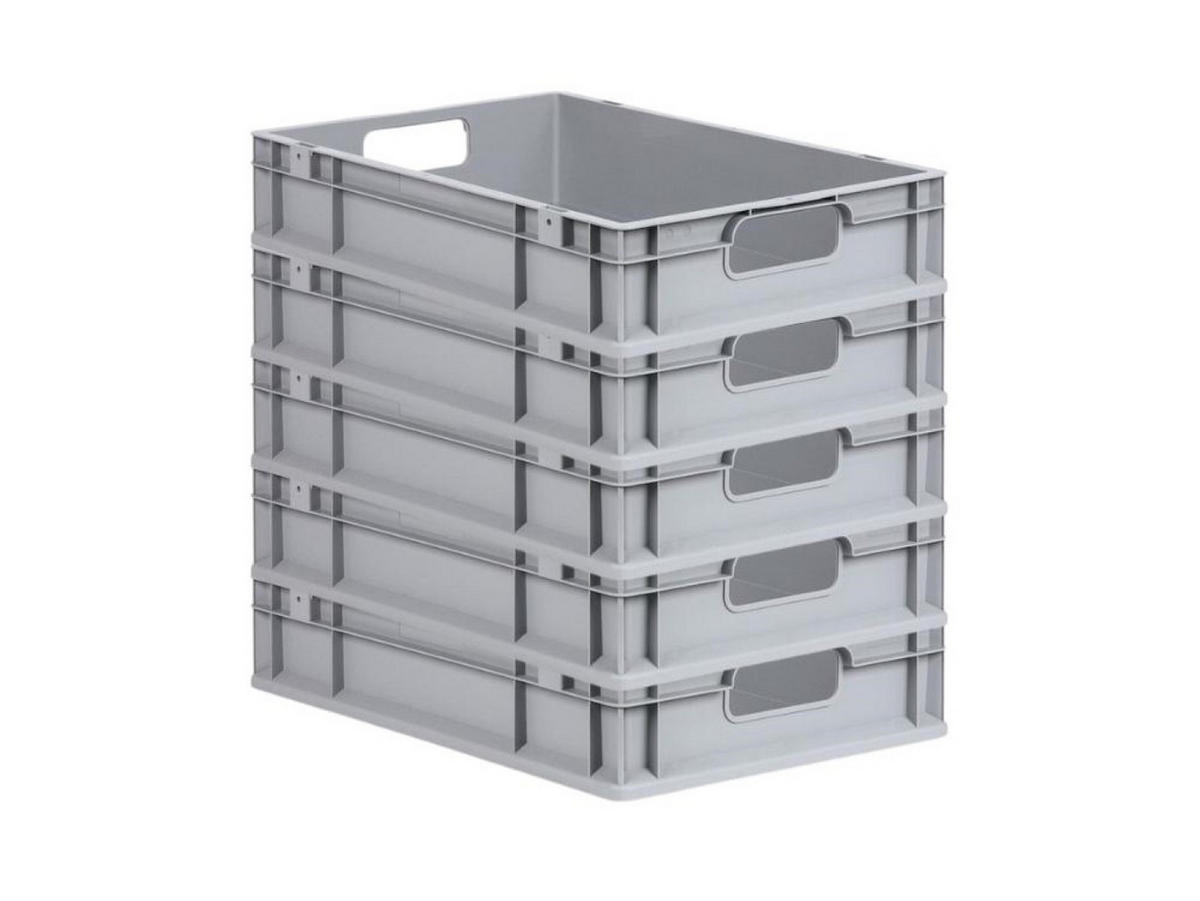 EUROBOX 5x Nextgen Economy Griffe Offen 12x40x60cm 23 Liter - Grau, Kunststoff (40/12/60cm) - PROREGAL