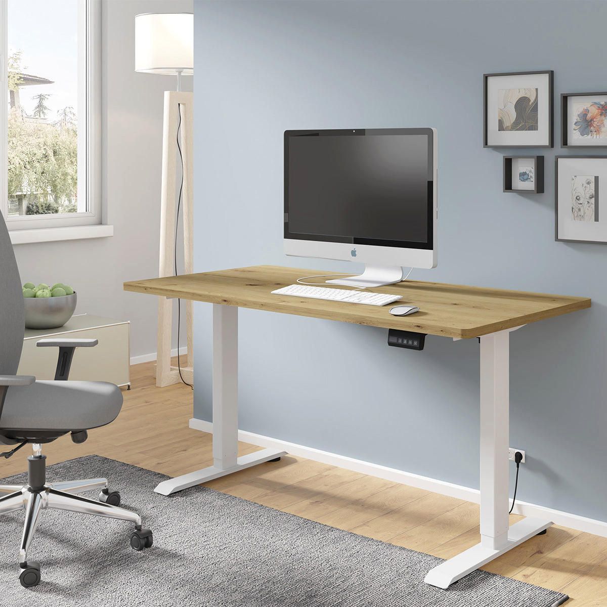 SCHREIBTISCH Ergo Holz und Weiß - Weiß/Braun, Holzwerkstoff (70/140/73cm) - Petits-meubles