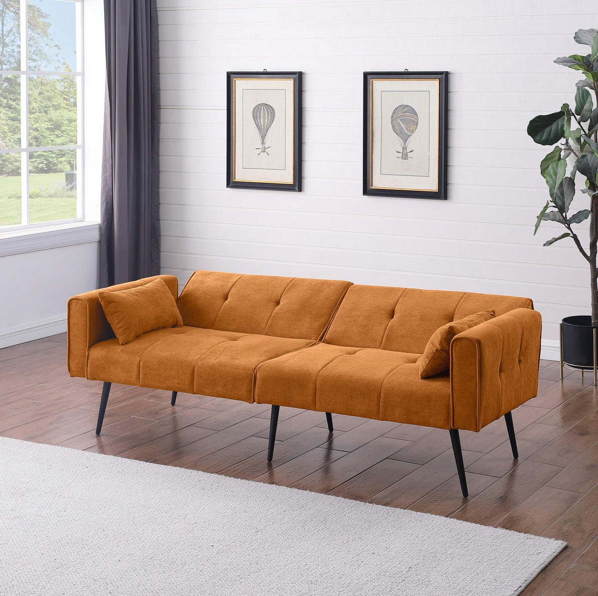SOFA mit Cordbezug Stoff Orange - Orange, Holzwerkstoff (175/71/71cm) - Meubliv