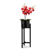 BLUMENTOPF Ständer - Schwarz, Metall (21.5/60/21.5cm) - Relaxdays