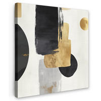 LEINWANDBILD Gold - Rechtecke - Kreise - Abstrakt Deko Wohnzimmer 20x20 cm - Weiß, Textil (20/20cm) - MuchoWow