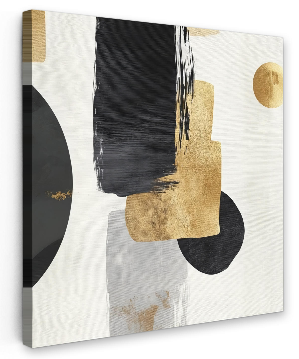 LEINWANDBILD Gold - Rechtecke - Kreise - Abstrakt Deko Wohnzimmer 20x20 cm - Weiß, Textil (20/20cm) - MuchoWow