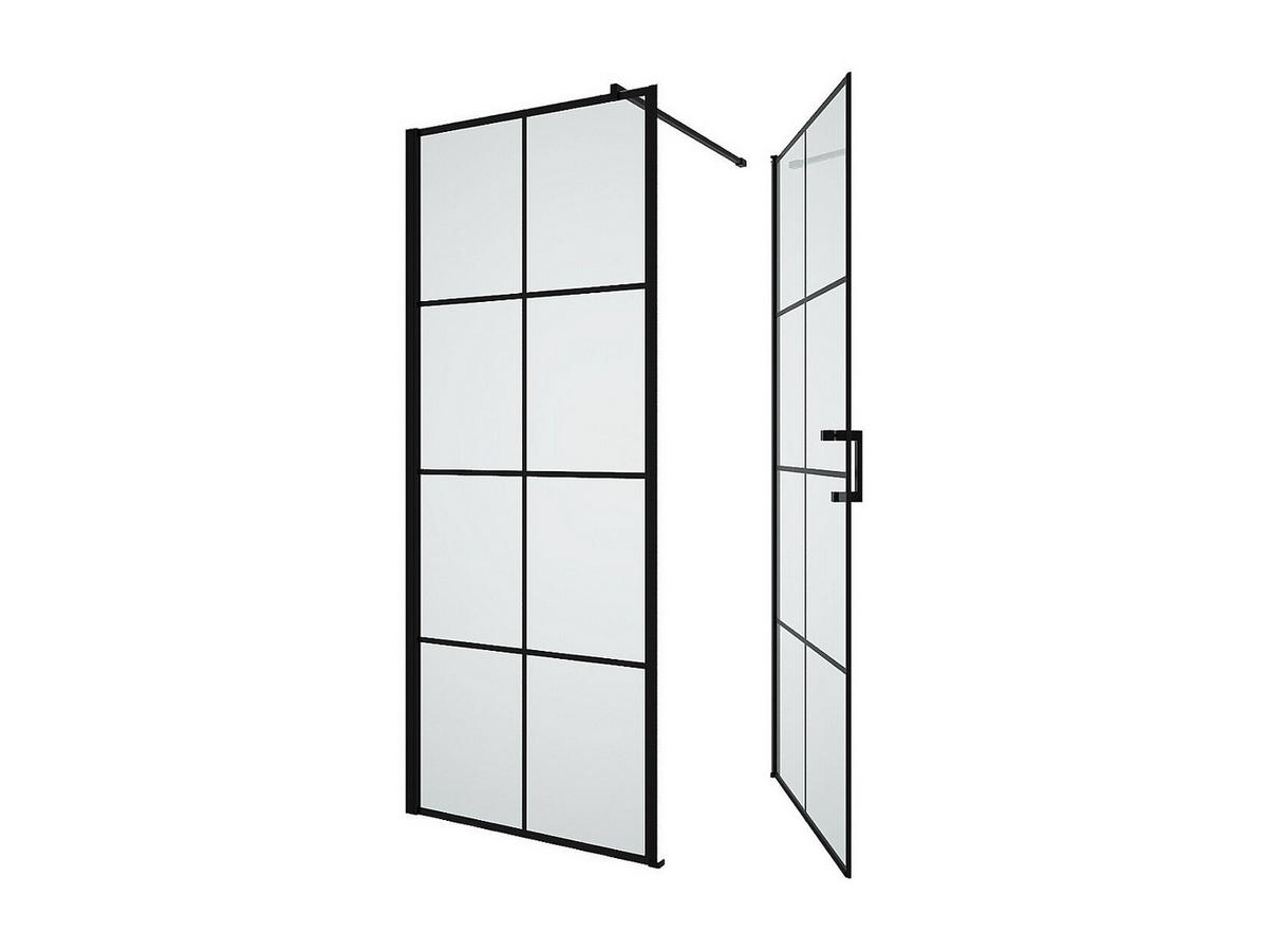 DUSCHTRENNWAND - Schwarz matt - 80 x 80 x 190 cm - CAPARICA - Schwarz, Metall (80/190cm) - Vente-Unique