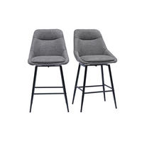 BARHOCKER aus Textil in Grau mit Samteffekt und Metall drehbar H66 cm (2er-Set) ALESS - Grau, Textil (52.5/97/49.5cm) - Miliboo