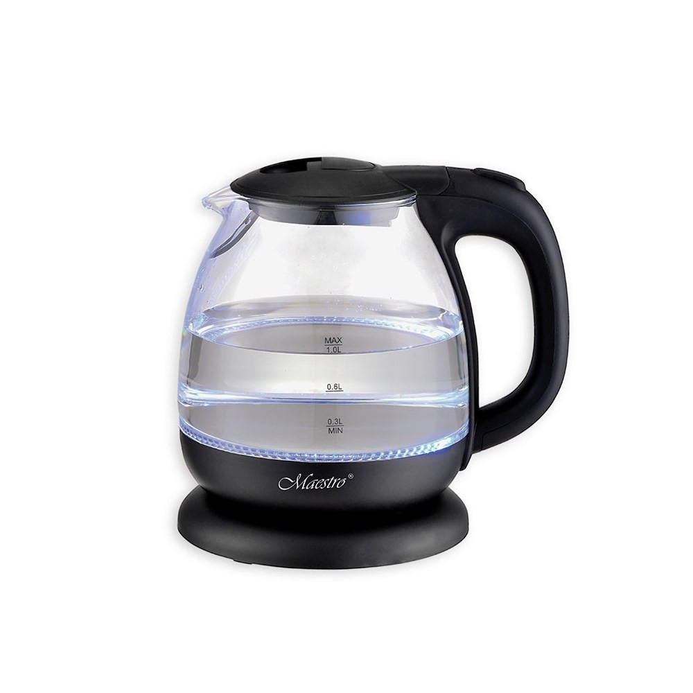 WASSERKOCHER ELEKTRISCH Schwarz 18.5/14.5/19.3 cm MR055BLACK - Schwarz, Glas (14.5/19.3/18.5cm) - Maestro 