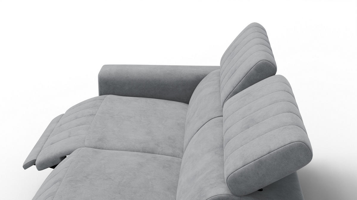 RELAXSOFA NORDEL 3-Sitzer, grau - Schwarz/Grau, Holz/Textil (194/80/105cm) - Courtois Laville