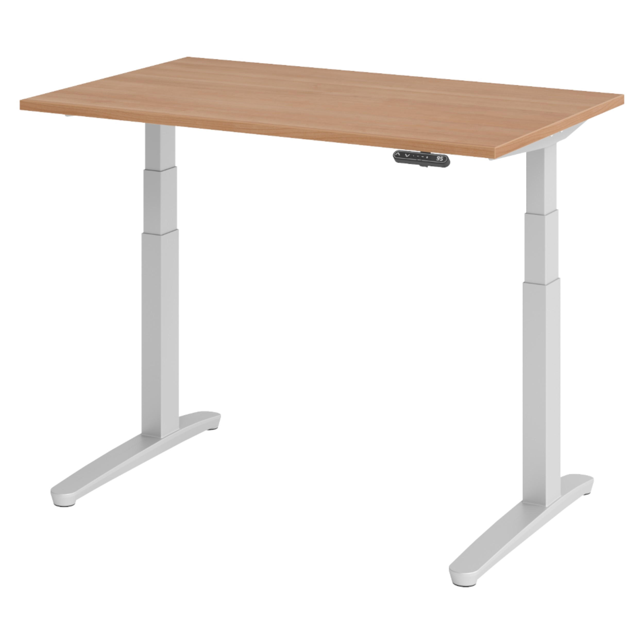 SCHREIBTISCH elektrisch XBHM 80/120/74 cm in Nussbaumfarben/Silberfarben - Silberfarben/Nussbaumfarben, Holzwerkstoff (80/120/74cm) - bümö