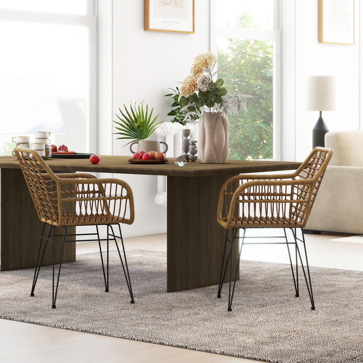 ESSSTUHL 2er-Set Boho 56 x 60 x 79 cm Braun - Braun, Metall (60/79/56cm) - Meubliv
