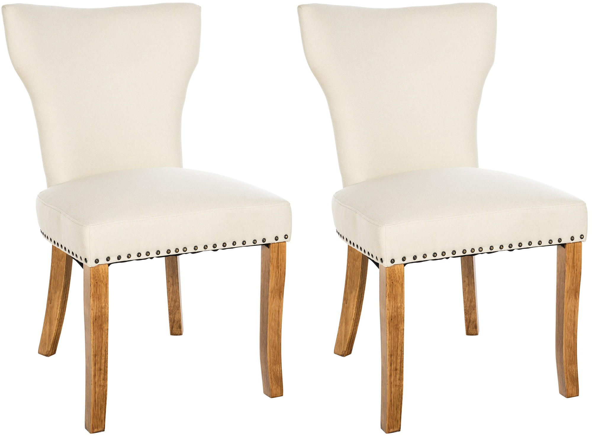 WOHNZIMMERSTUHL 2er Set Stoff creme - Creme/Naturfarben, Holz/Textil (52/90/59cm) - CLP