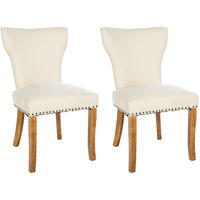 WOHNZIMMERSTUHL 2er Set Stoff creme - Creme/Naturfarben, Holz/Textil (52/90/59cm) - CLP
