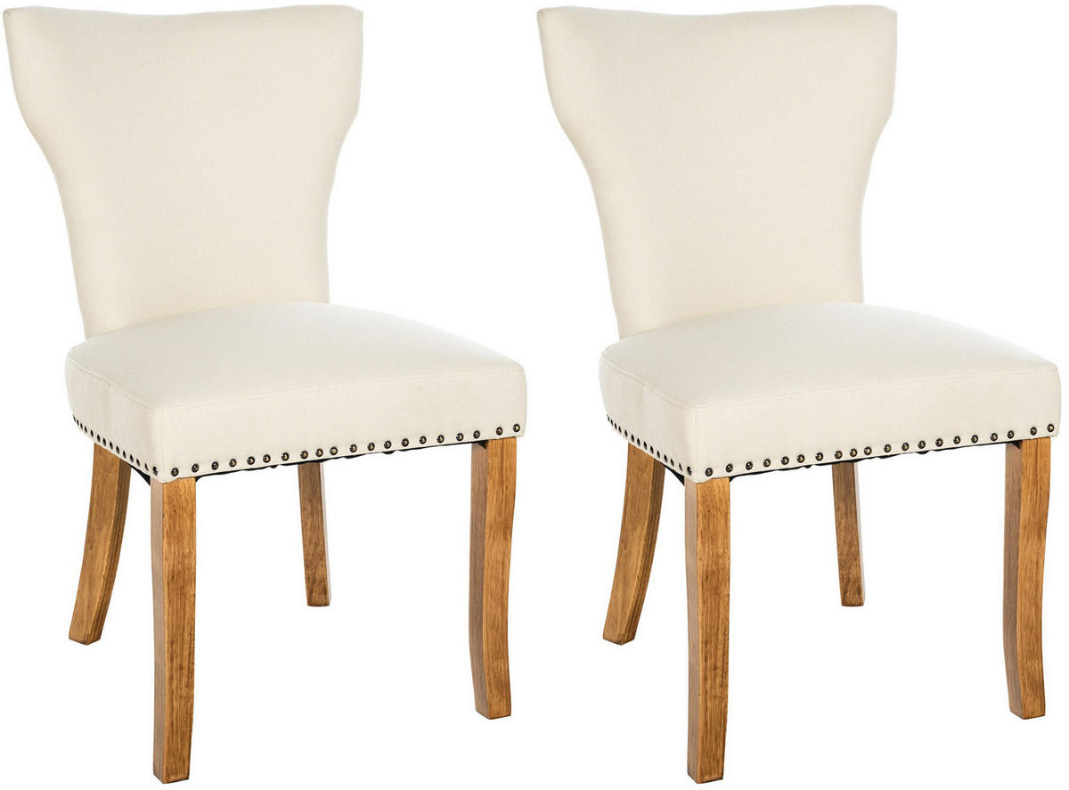 WOHNZIMMERSTUHL 2er Set Stoff creme - Creme/Naturfarben, Holz/Textil (52/90/59cm) - CLP