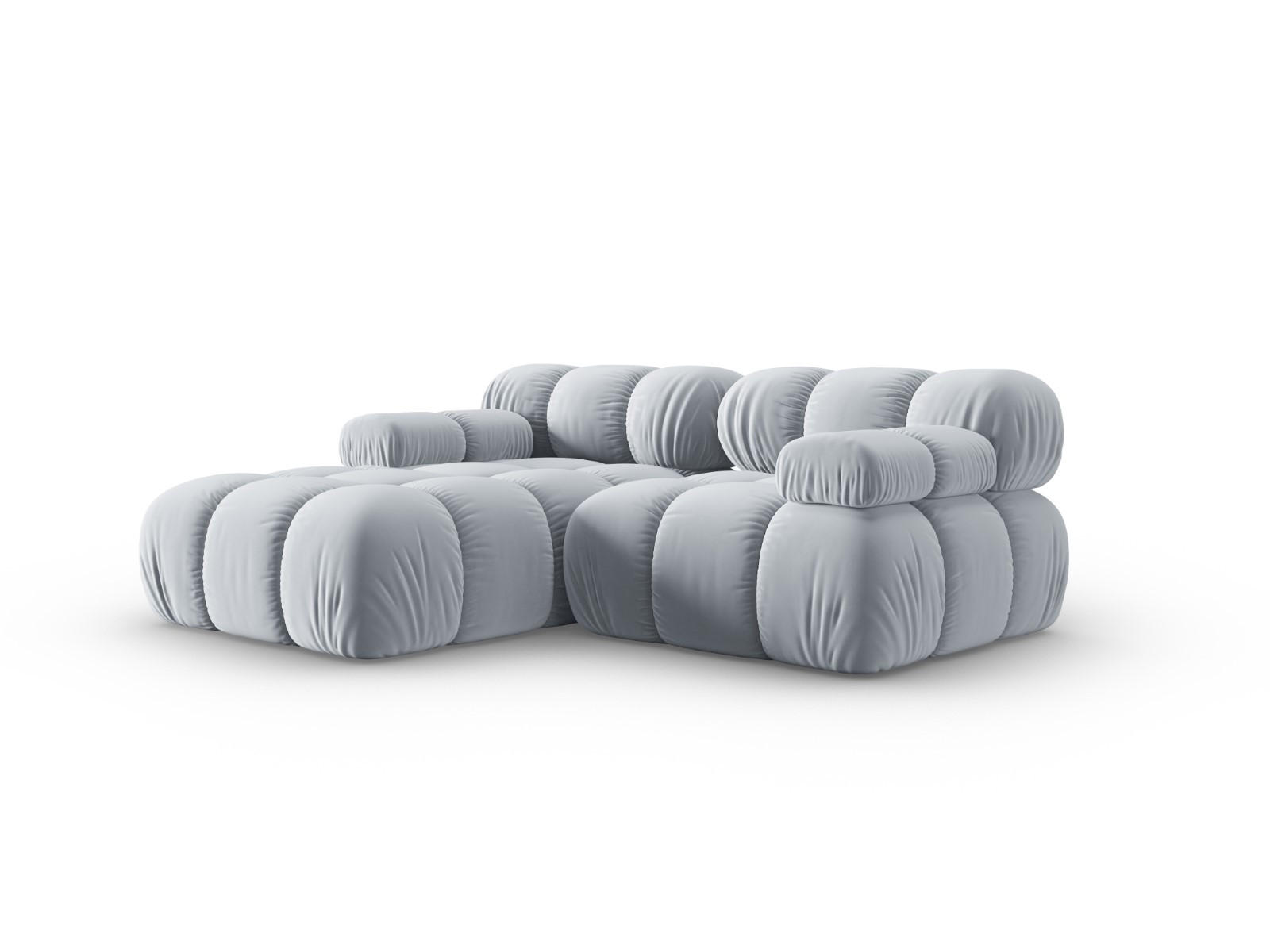 MODULARES-ECKSOFA links Bellis aus Samt hellblau 3 Sitzplätze - Hellblau, Textil (157/191cm) - Micadoni