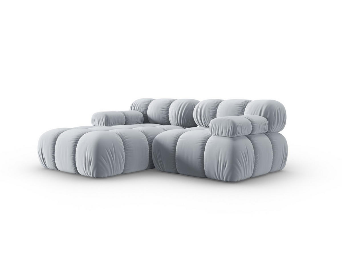 MODULARES-ECKSOFA links Bellis aus Samt hellblau 3 Sitzplätze - Hellblau, Textil (157/191cm) - Micadoni