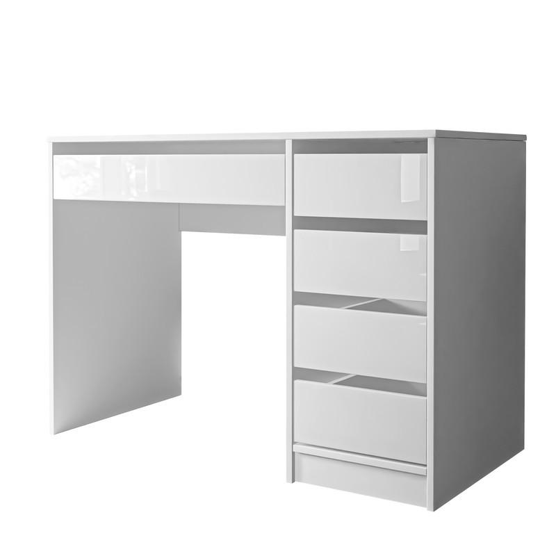SCHREIBTISCH BELLA mit 2 Schubladen, 110 cm Weiß Hochglanz - Weiß Hochglanz, Holzwerkstoff (55/110/77cm) - Idohome