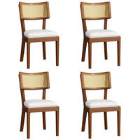 ESSZIMMERSTUHL 4er Set Massivholz Rattan Leinen Nussbaum - Walnussfarben, Holz (58/88/50cm) - FLIEKS