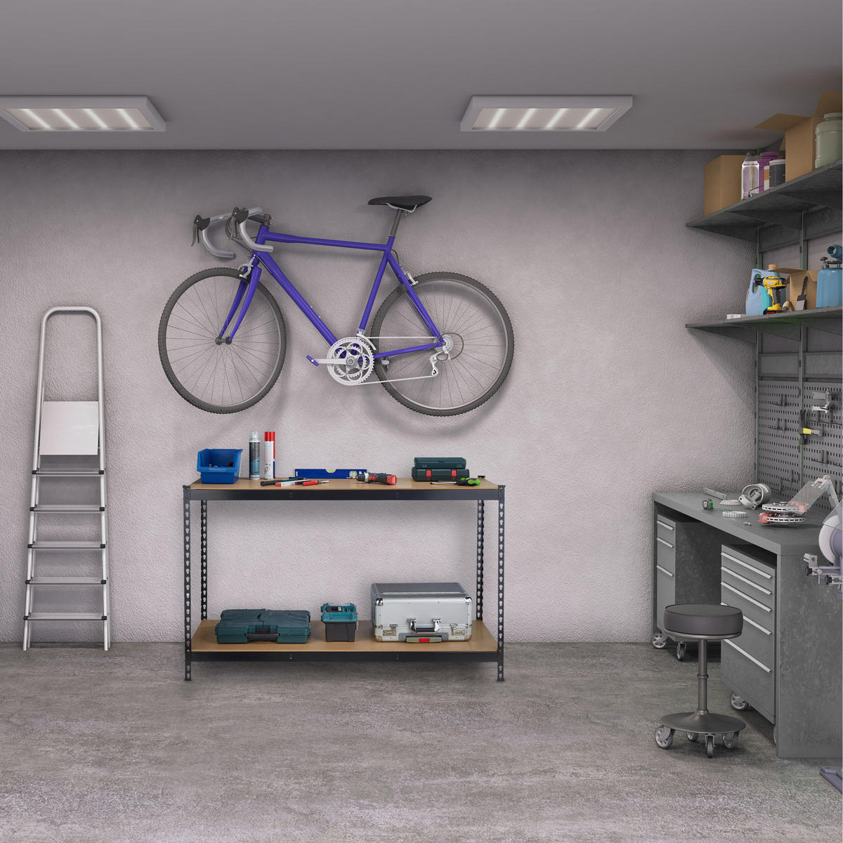 WERKBANK - Multicolor, Holzwerkstoff/Metall (150/92/60cm) - Relaxdays