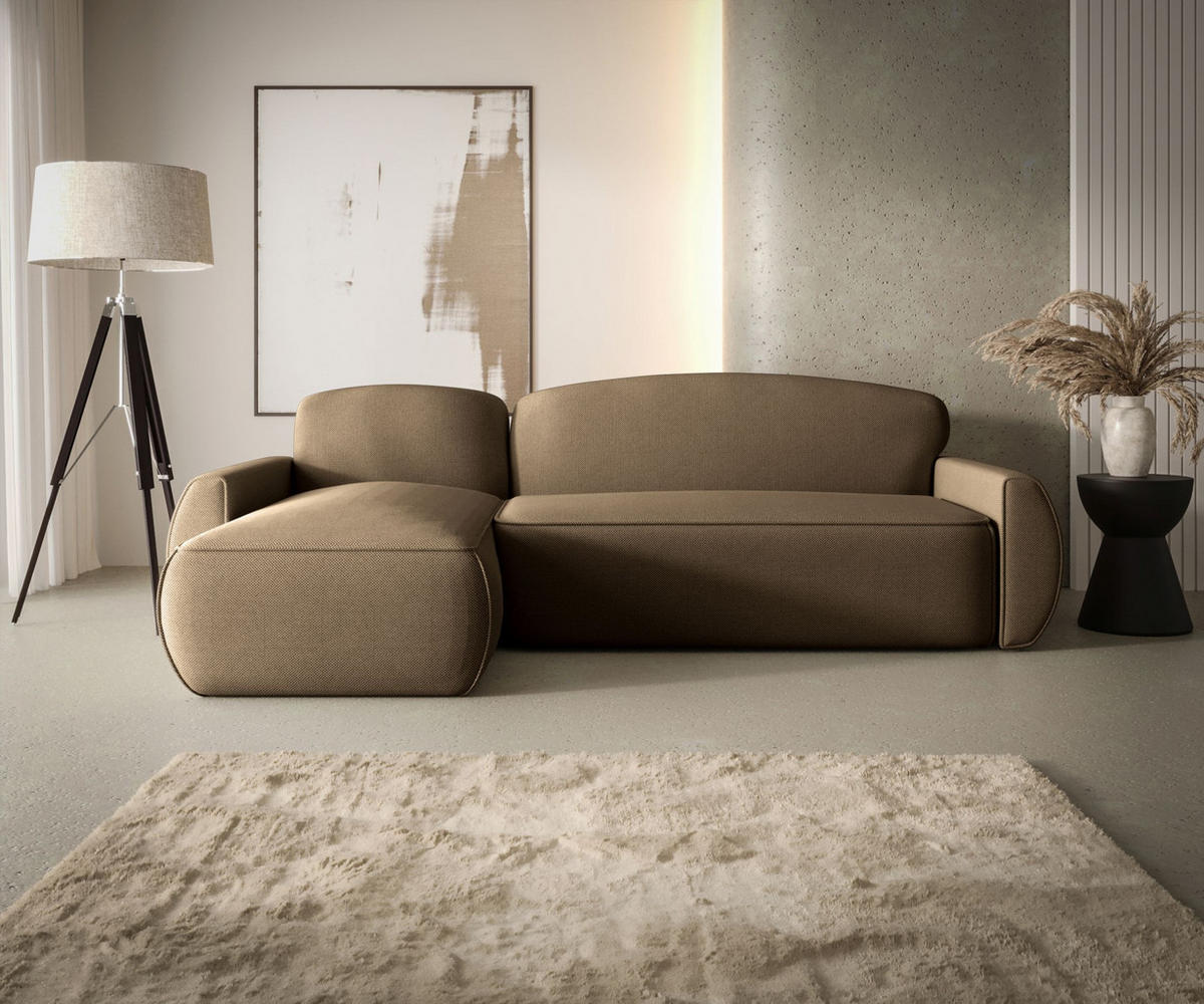 ECKSOFA mit Schlaffunktion LUCAS Curio 20 Links - Braun, Textil (240/145cm) - Bedante