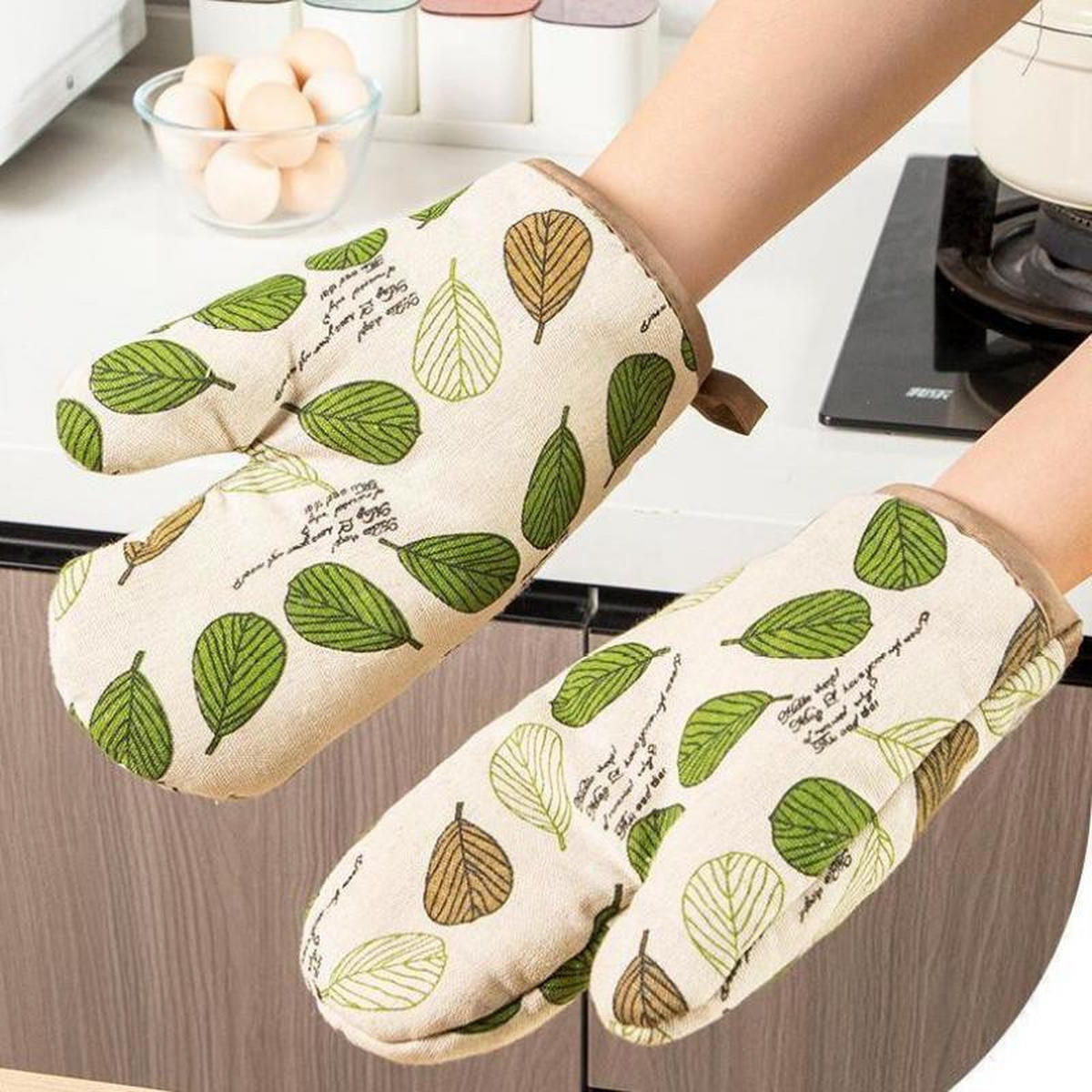 OFENHANDSCHUHE - 25 x 14 cm - Beige - 2 Stück - Beige, Textil (25/14cm)